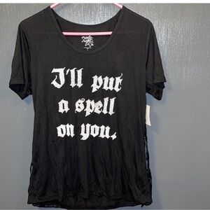 NEW Halloween Top w/Removable Cape Women’s Large “I’ll Put A Spell On You”